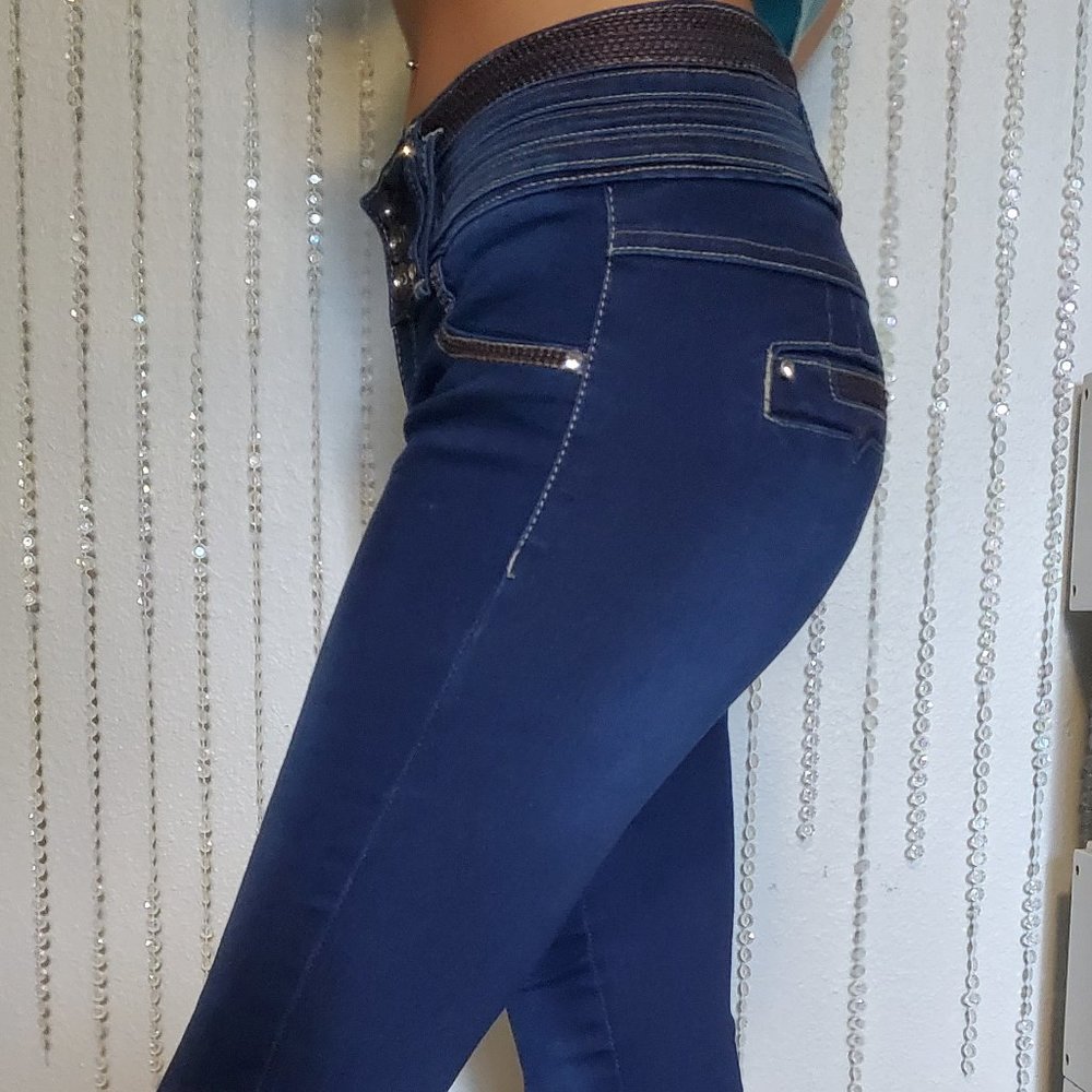 TUSH PUSH Jr. women dark wash stretch jeans size 1 - Picture 6 of 11